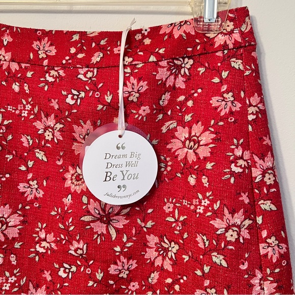 NWT! Julie Brown NYC Red Floral suit / mini skirt set. Gold thread. Sz Small ♥️ - Picture 10 of 11
